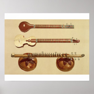 Two sitars and a rudra vina, Indian, from 'Musical Poster
