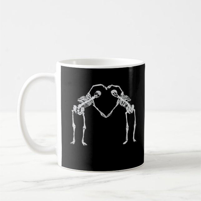 Two Skeleton Hearts Hands Classic Coffee Mug (Left)