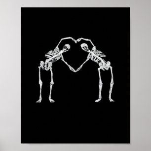 Two Skeleton Hearts Hands Classic Look Poster