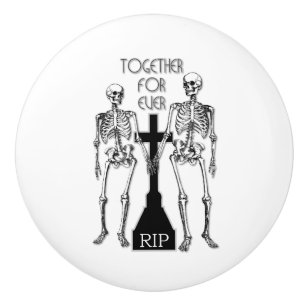 Two skeletons in love ceramic knob