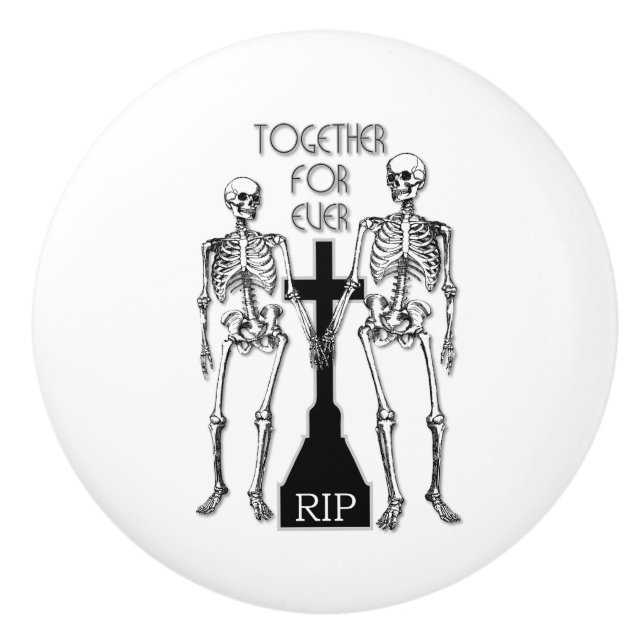 Two skeletons in love ceramic knob (Front)