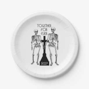 Two skeletons in love paper plate