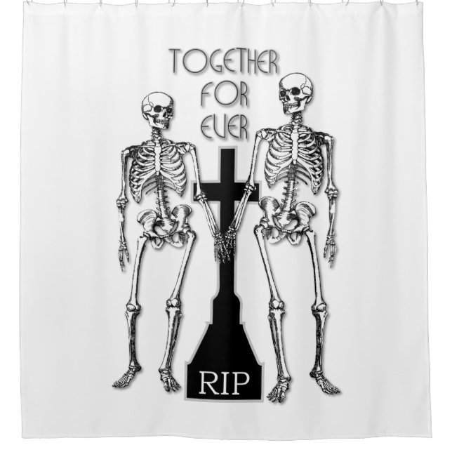 Two skeletons in love shower curtain (Front)