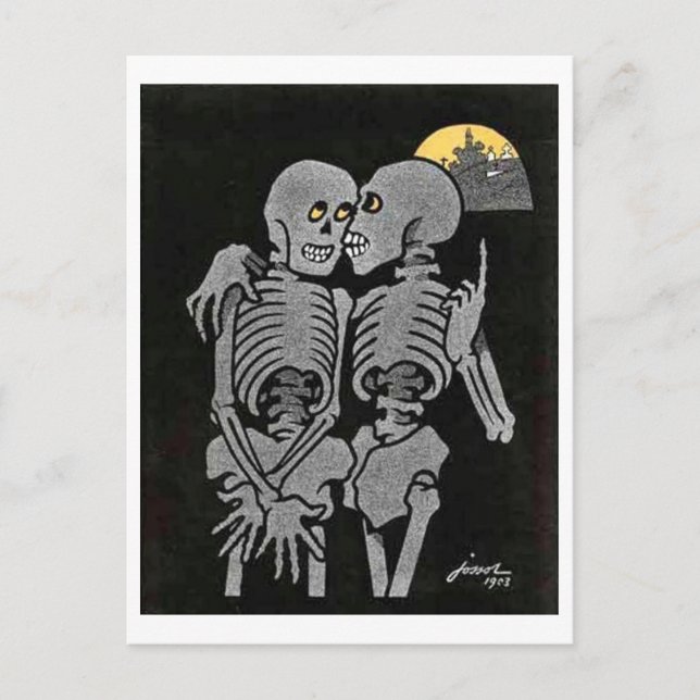 Two Skeletons Talking postcard (Front)