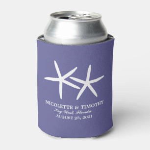 Two Skinny Starfish Dark Lavender Wedding Can Cooler