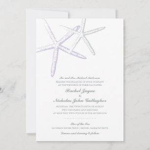 Two Skinny Starfish Lilac Grey   Wedding Invitation