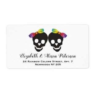 Two skull brides rainbow colours lesbian wedding