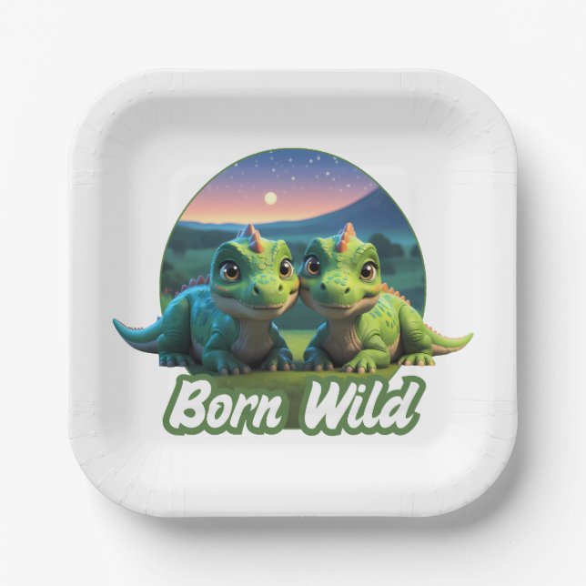 Two small diners - Born Wild Paper Plate (Front)