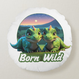 Two small diners - Born Wild Round Cushion