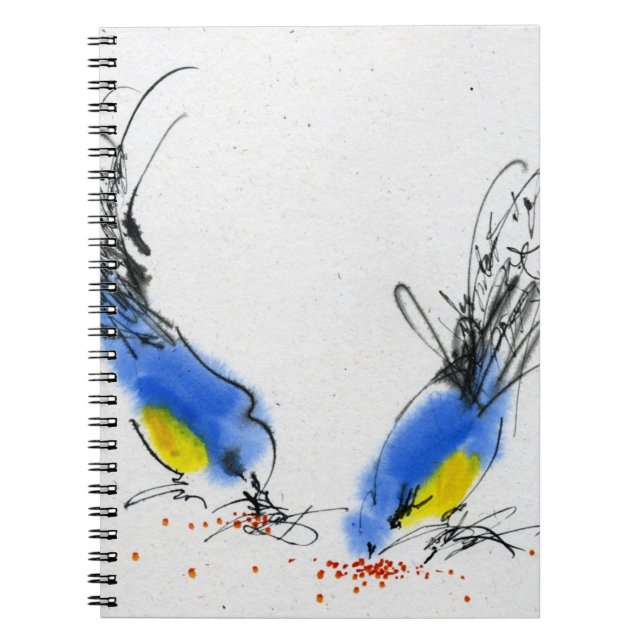 Two small titmouses pecking grain. Calligraphy Notebook (Front)