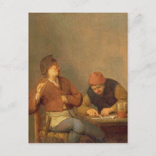 Two Smokers in an Interior, 1643 Postcard
