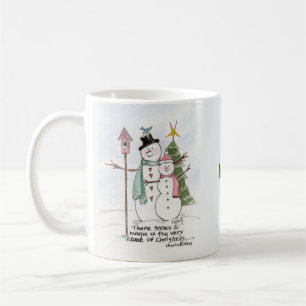 Two Snow People Watercolor Magic Winter Scene Coffee Mug