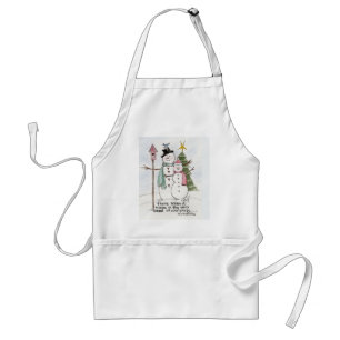 Two Snow People Watercolor Magic Winter Scene  Standard Apron