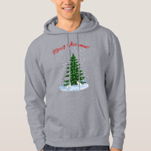 Two snowhares and a christmas tree hoodie