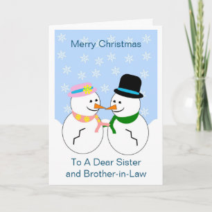 Two Snowmen Sister And Brother-In-Law Christmas Holiday Card