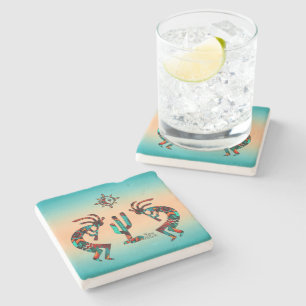 Two Southwest Kokopelli Stone Coaster