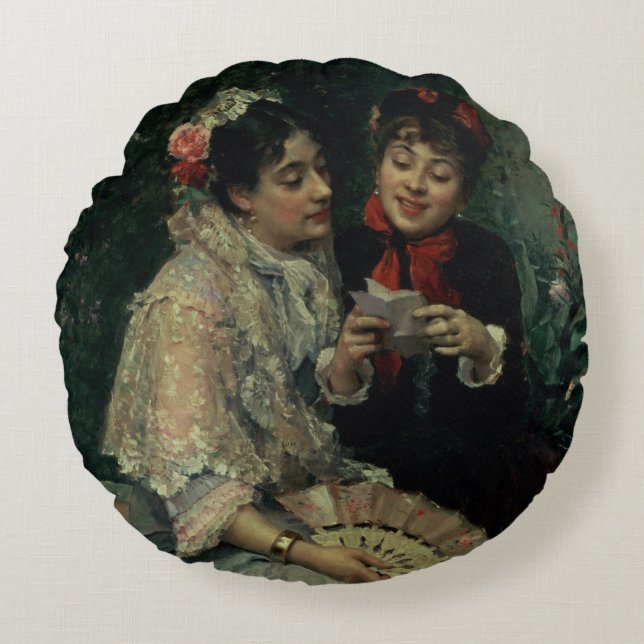 Two Spanish Women Round Cushion (Front)