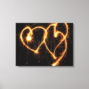 Two Sparkler Hearts Canvas Print