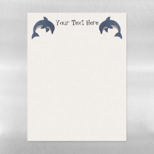 Two Sparkling Jumping Dark Blue White Dolphins Magnetic Dry Erase Sheet