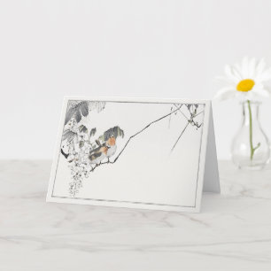 Two sparrows on a branch card