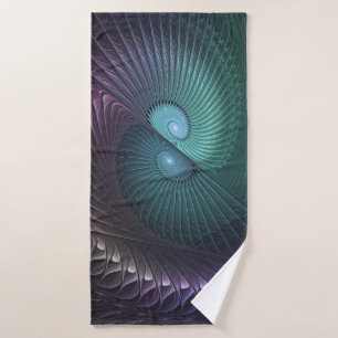 Two Spirals Colourful Modern Abstract Fractal Art Bath Towel