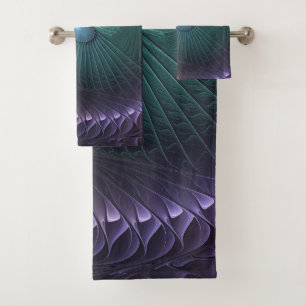 Two Spirals Colourful Modern Abstract Fractal Art Bath Towel Set