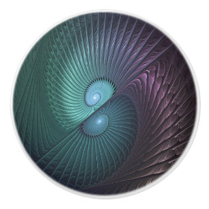 Two Spirals Colourful Modern Abstract Fractal Art Ceramic Knob