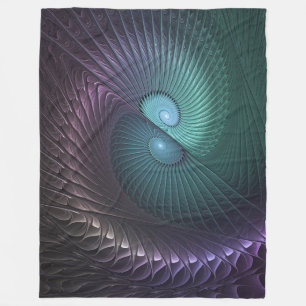 Two Spirals Colourful Modern Abstract Fractal Art Fleece Blanket