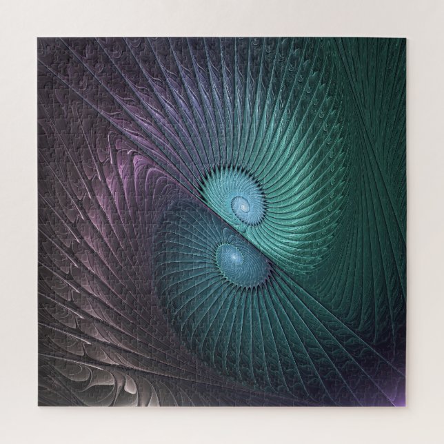 Two Spirals Colourful Modern Abstract Fractal Art Jigsaw Puzzle (Vertical)