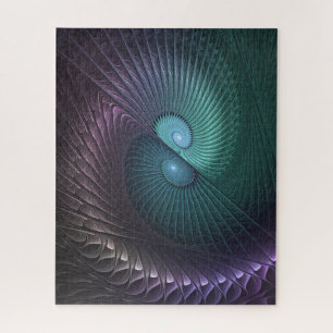 Two Spirals Colourful Modern Abstract Fractal Art Jigsaw Puzzle