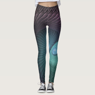 Two Spirals Colourful Modern Abstract Fractal Art Leggings