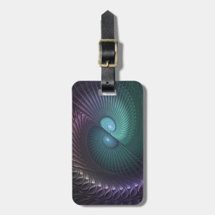 Two Spirals Colourful Modern Abstract Fractal Art Luggage Tag