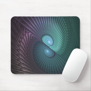Two Spirals Colourful Modern Abstract Fractal Art Mouse Mat