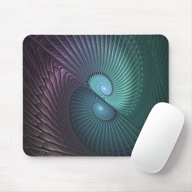 Two Spirals Colourful Modern Abstract Fractal Art Mouse Mat (With Mouse)