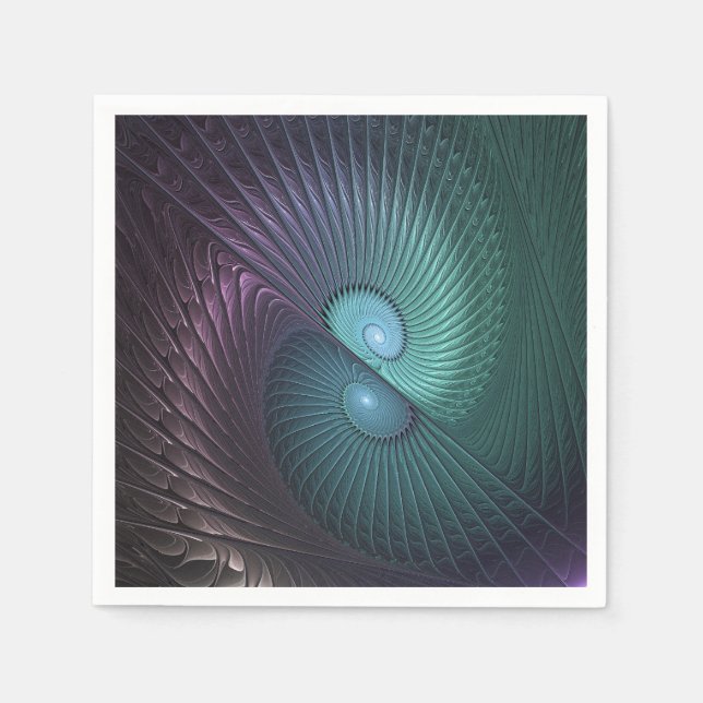 Two Spirals Colourful Modern Abstract Fractal Art Napkin (Front)
