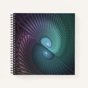 Two Spirals Colourful Modern Abstract Fractal Art Notebook