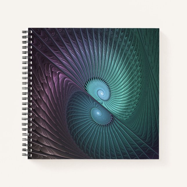 Two Spirals Colourful Modern Abstract Fractal Art Notebook (Front)