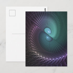 Two Spirals Colourful Modern Abstract Fractal Art Postcard