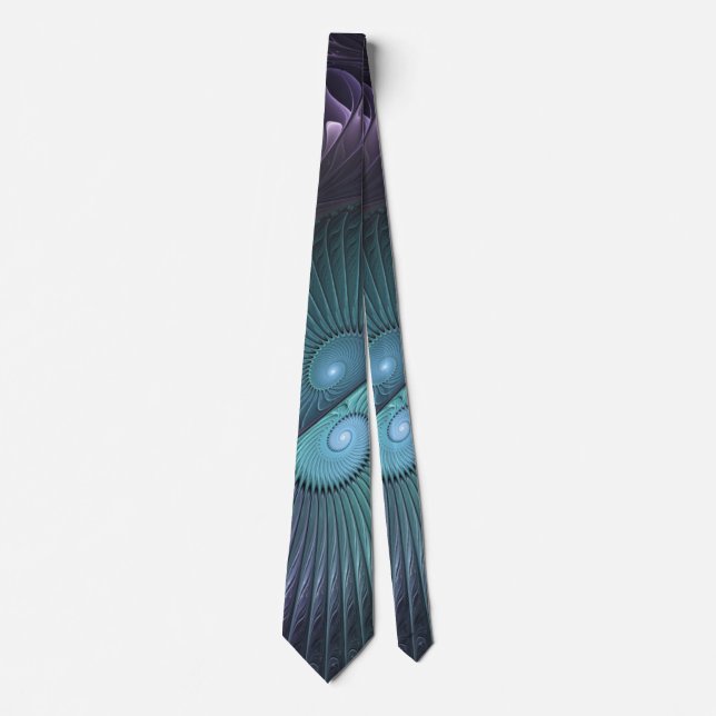Two Spirals Colourful Modern Abstract Fractal Art Tie (Front)