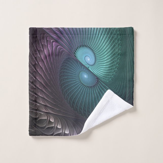 Two Spirals Colourful Modern Abstract Fractal Art Wash Cloth (Wash Cloth)