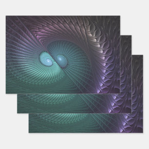 Two Spirals Colourful Modern Abstract Fractal Art Wrapping Paper Sheet