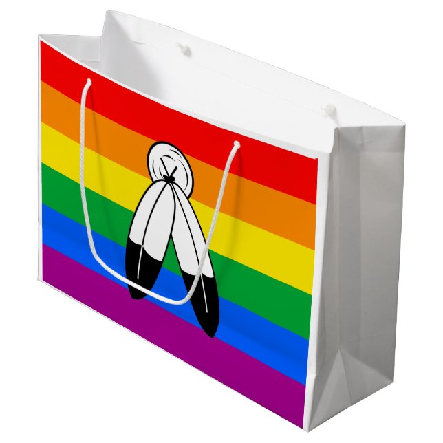 Two-Spirit LGBTQ+ Pride Flag Large Gift Bag (Front Angled)