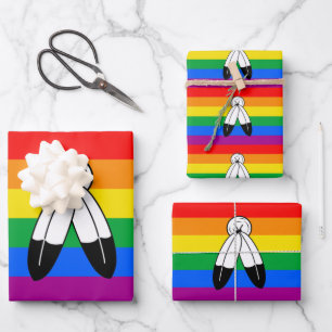 Two-Spirit LGBTQ+ Pride Flag Wrapping Paper Sheet