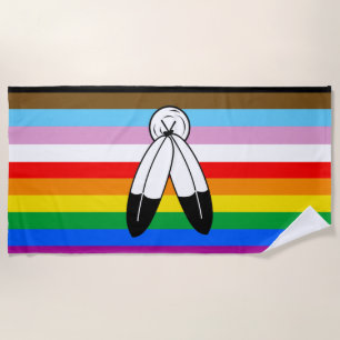 Two-Spirit LGBTQ+ Progress Pride Flag Beach Towel
