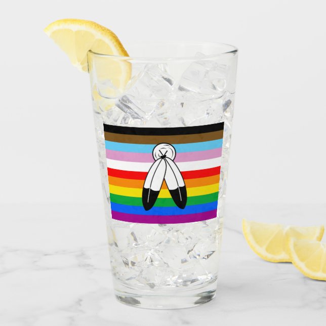 Two-Spirit LGBTQ+ Progress Pride Flag Glass (Front Ice)