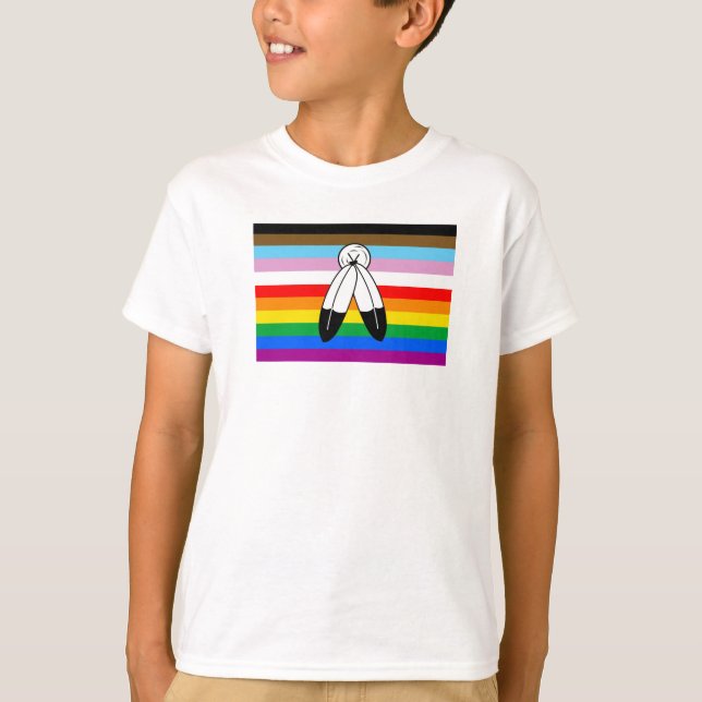 Two-Spirit LGBTQ+ Progress Pride Flag T-Shirt (Front)