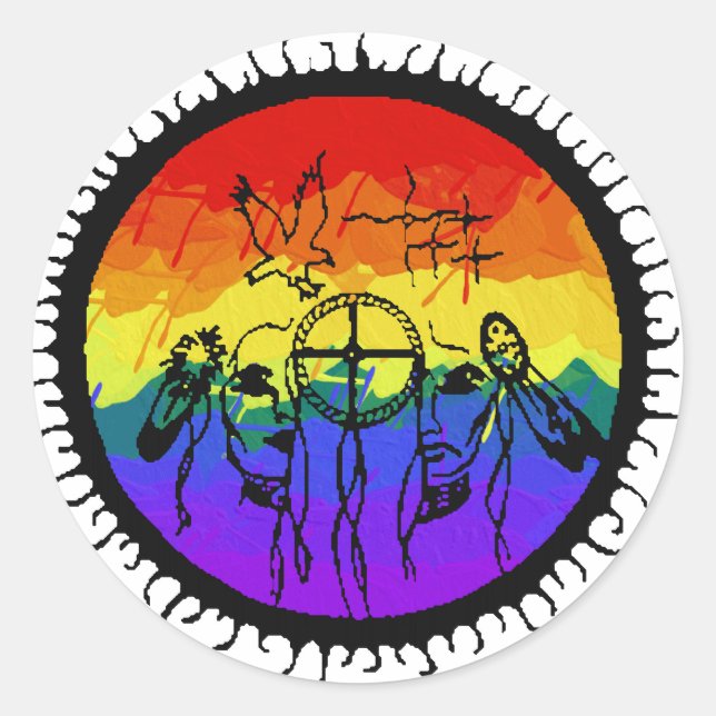 Two-Spirit Mountain Scape Classic Round Sticker (Front)