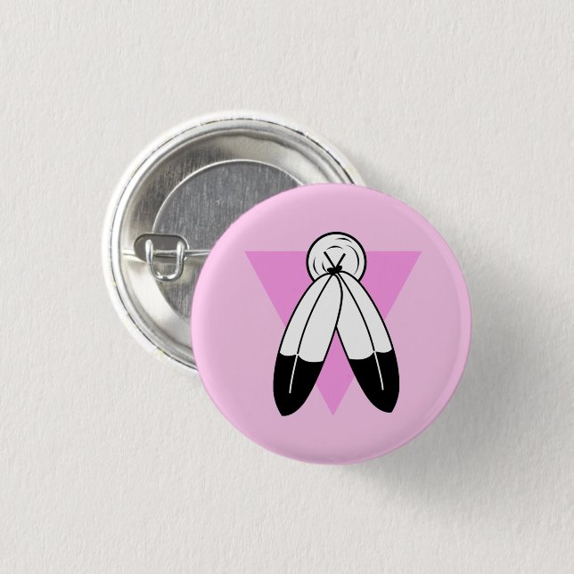 Two-Spirit Pink Triangle Flag 3 Cm Round Badge (Front & Back)