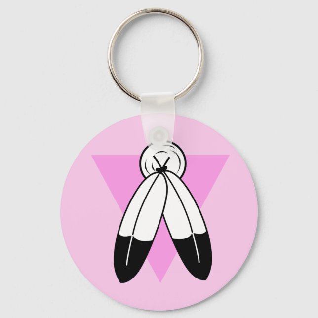Two-Spirit Pink Triangle Flag Key Ring (Front)