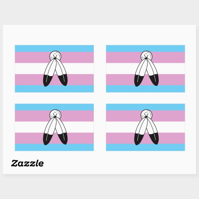 Two-Spirit Trans Pride Flag Rectangular Sticker (Sheet)